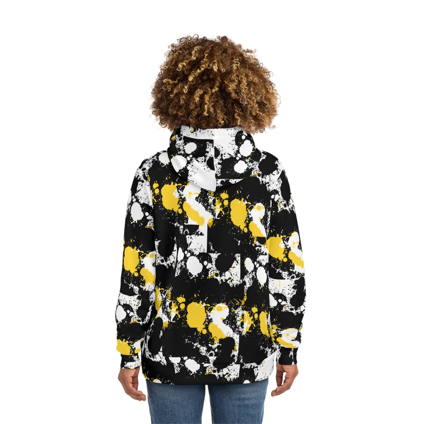 Abstract Yellow Black Splatter Hoodie