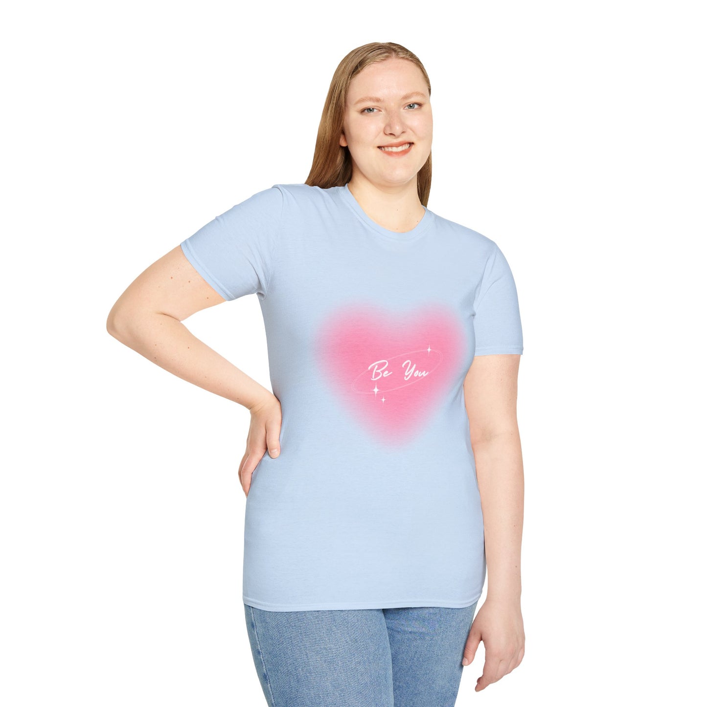 Heart Graphic T-Shirt — Pink “Be You” Inspirational Tee