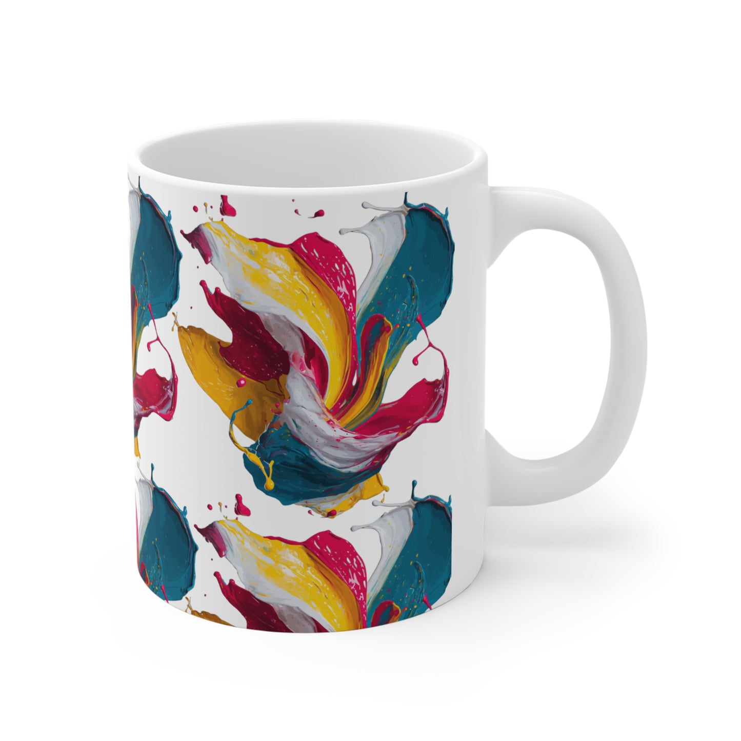 Abstract Paint Splash Mug — Colorful Brushstroke Coffee Cup (11oz)