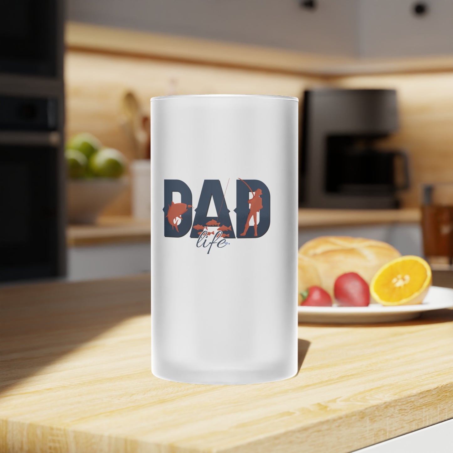 Frosted Beer Mug — "Dad Life" Floral Graphic Glass Stein | Father’s Day Gift