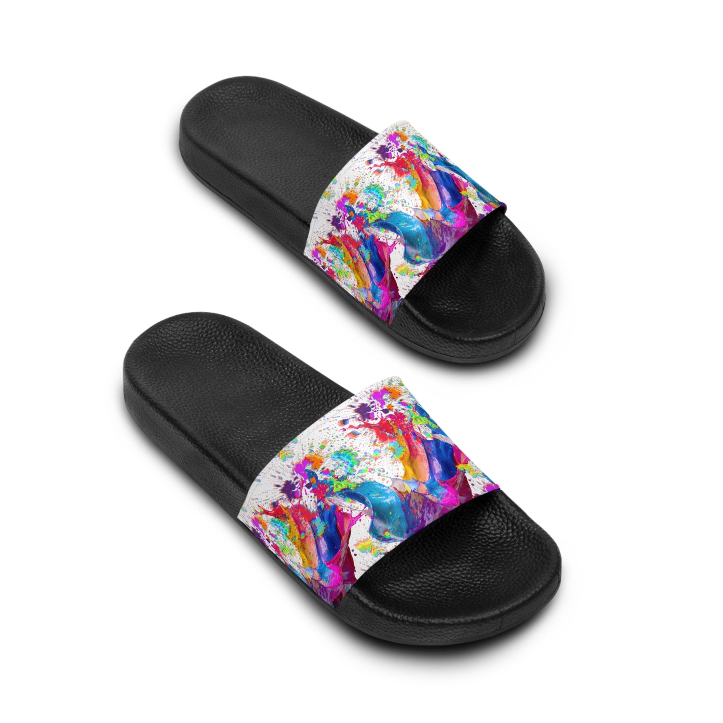 Color Splash Women's Slide Sandals — Abstract Paint Pattern