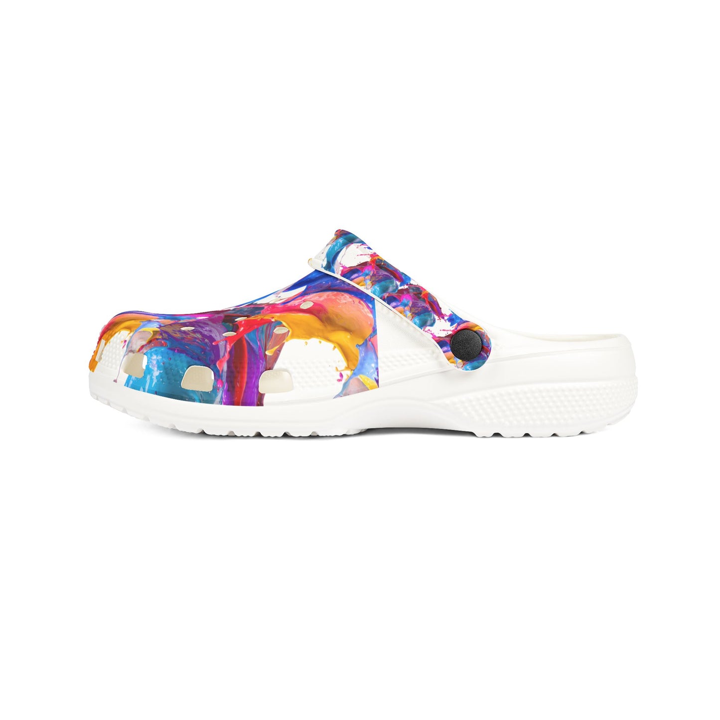 Color Splash EVA Foam Clogs — Abstract Paint-Splatter Slip-On Shoes