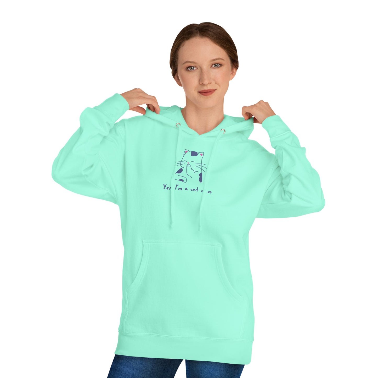 Cat Illustration Hoodie — “Yes, I’m a Cat Mom” Cute Minimalist Pullover