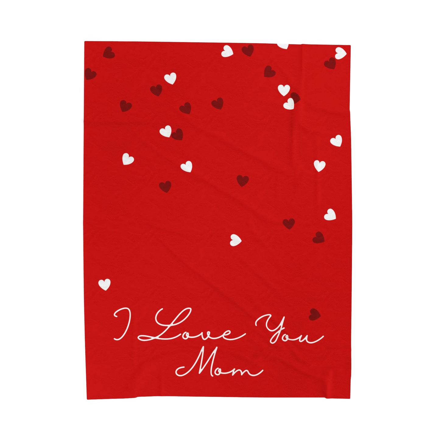 I Love You Mom Red Heart Plush Blanket
