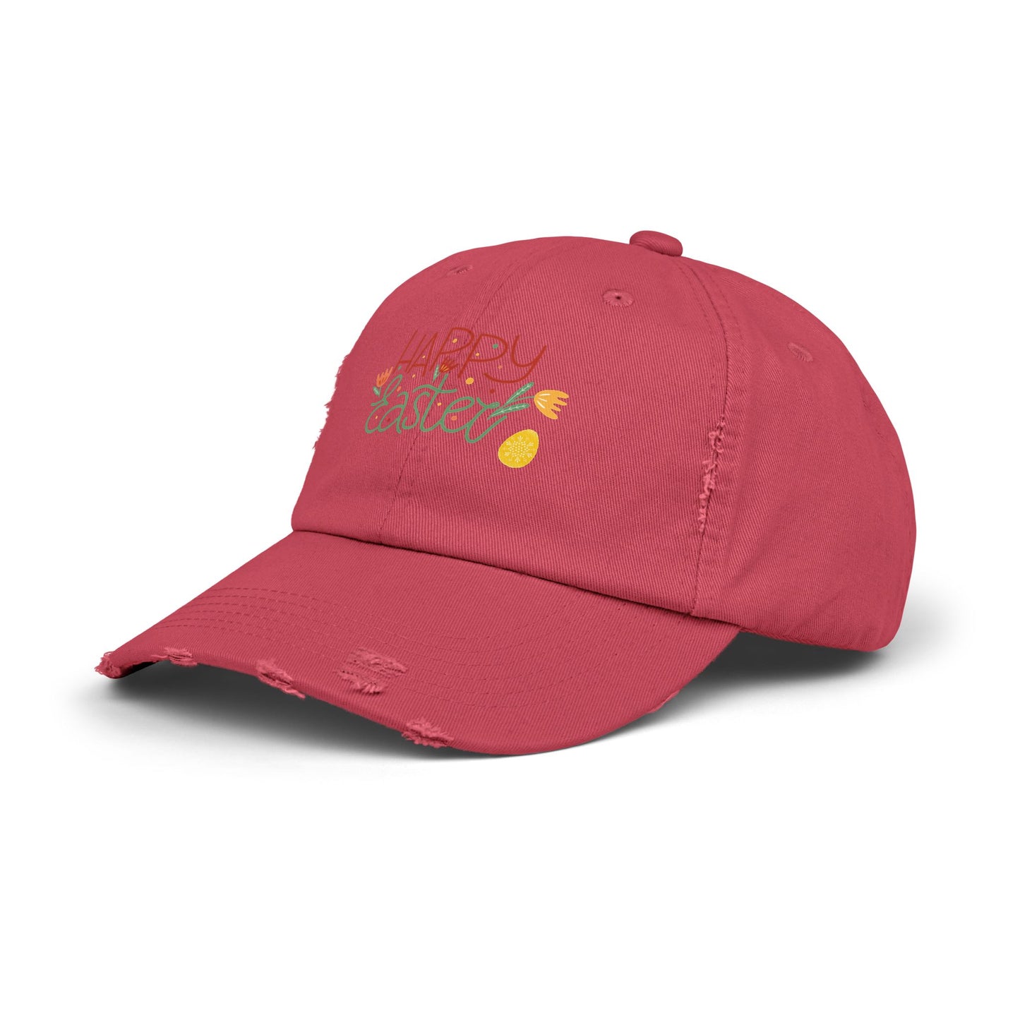 Happy Easter Distressed Cap — Floral Egg Spring Baseball Hat