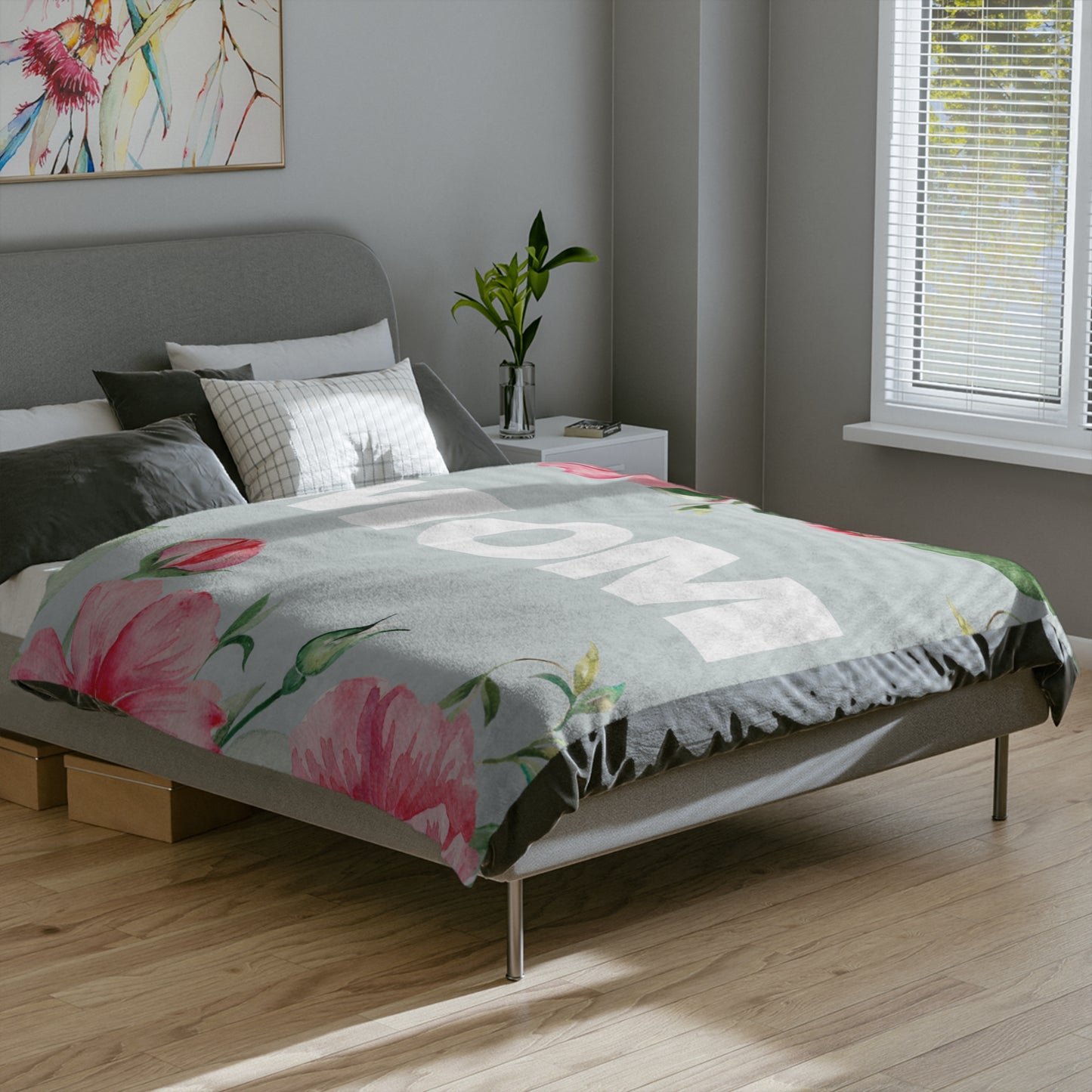 Mom Floral Microfiber Blanket — Cozy Velveteen Throw for Mother’s Day & Gifts