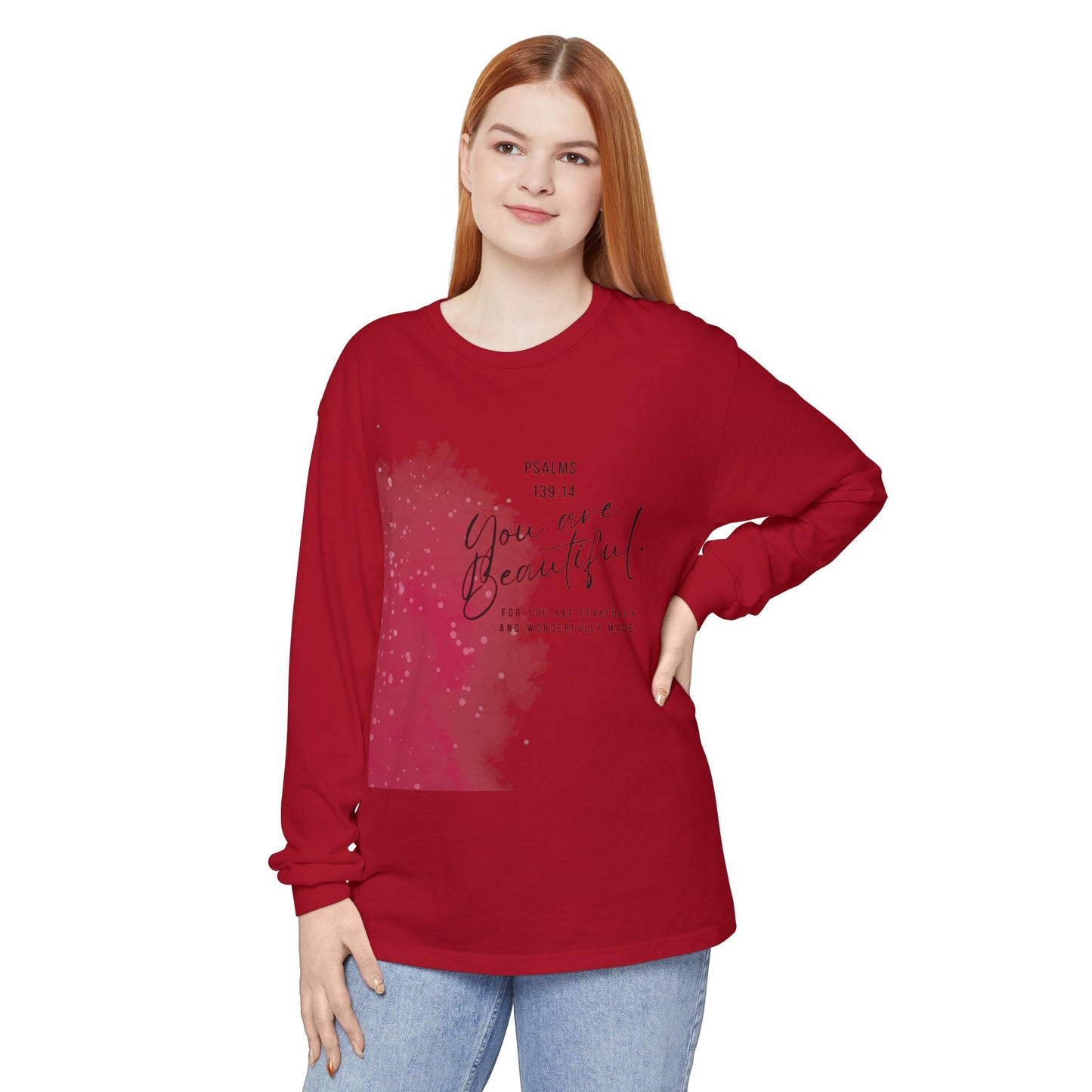 You Are Beautiful Long Sleeve Tee — Psalm 139:14 Inspirational Christian Shirt
