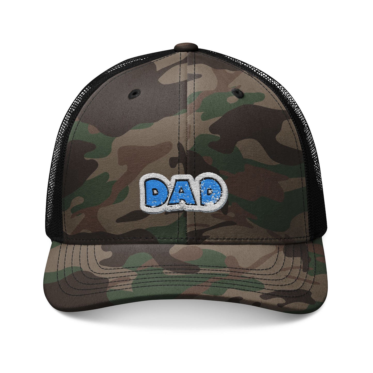 Camouflage Trucker Hat — Embroidered "DAD" Patch