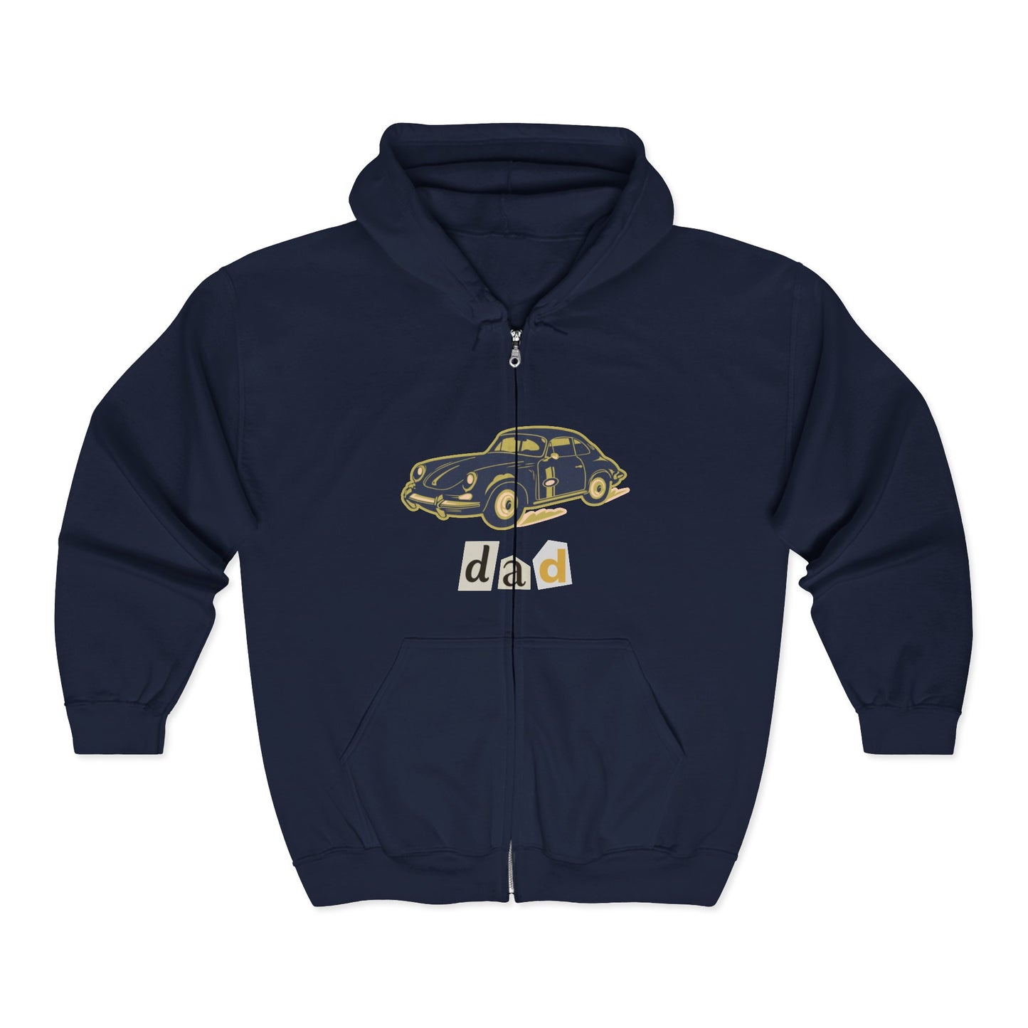 Vintage Beetle Zip Hoodie – 'dad' Car Graphic