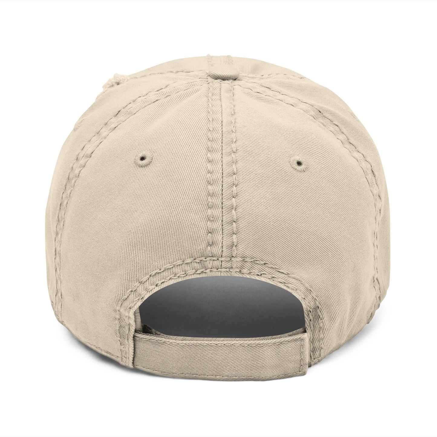 Distressed Embroidered Dad Hat — Colorful Retro Grapes Patch