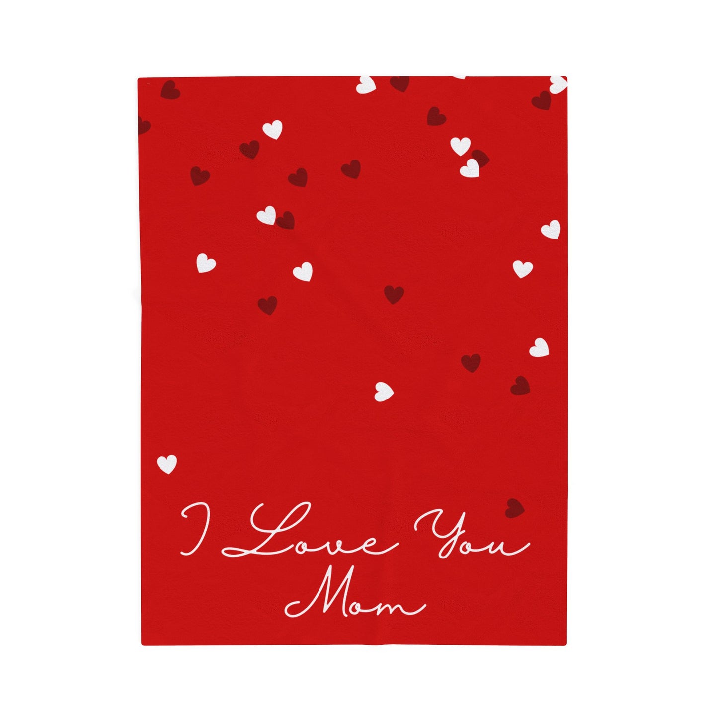 I Love You Mom Red Heart Plush Blanket