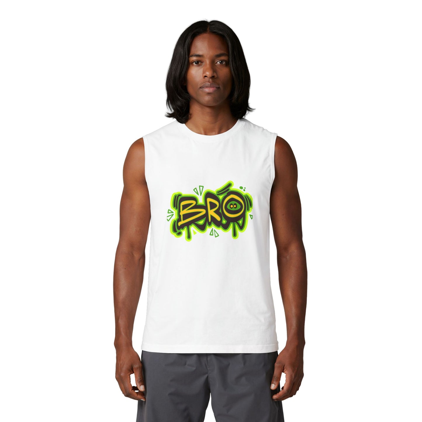 Bro Graffiti Muscle Tank — Neon Streetwear Sleeveless Tee