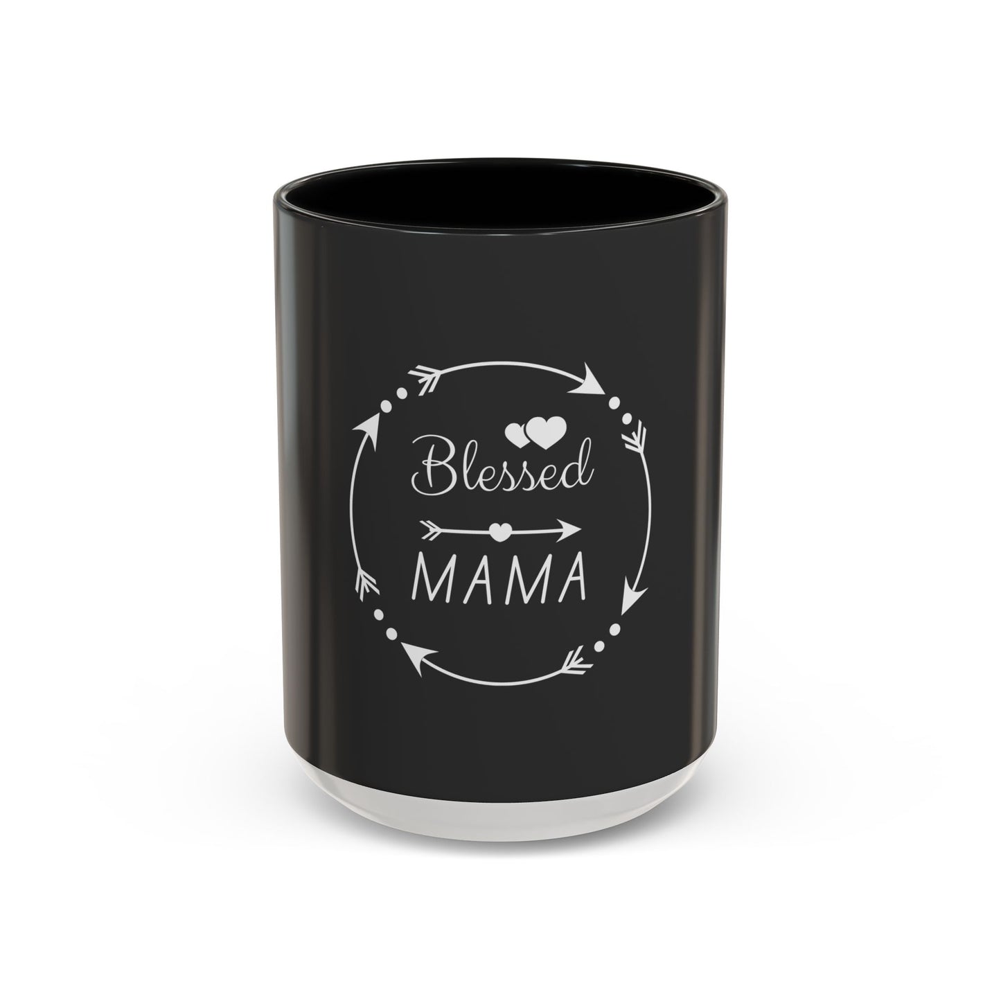 Blessed Mama Accent Coffee Mug – Black 11/15oz Gift for Moms
