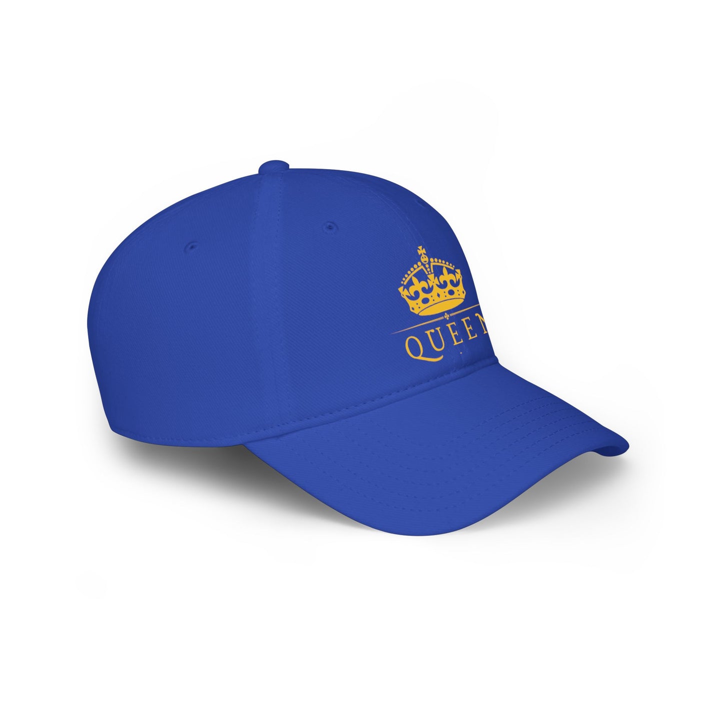 Queen Crown Baseball Cap — Red Low Profile Hat with Gold "QUEEN" Text