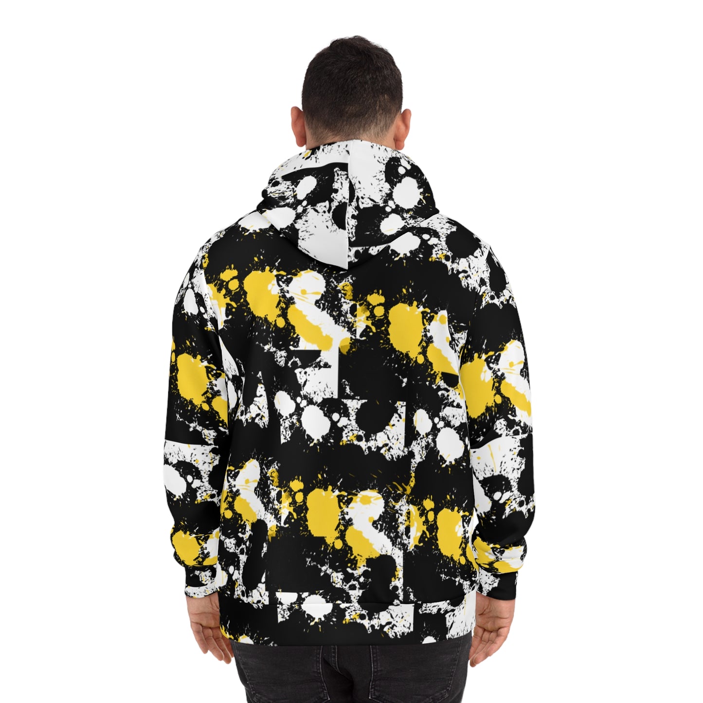 Abstract Yellow Black Splatter Hoodie