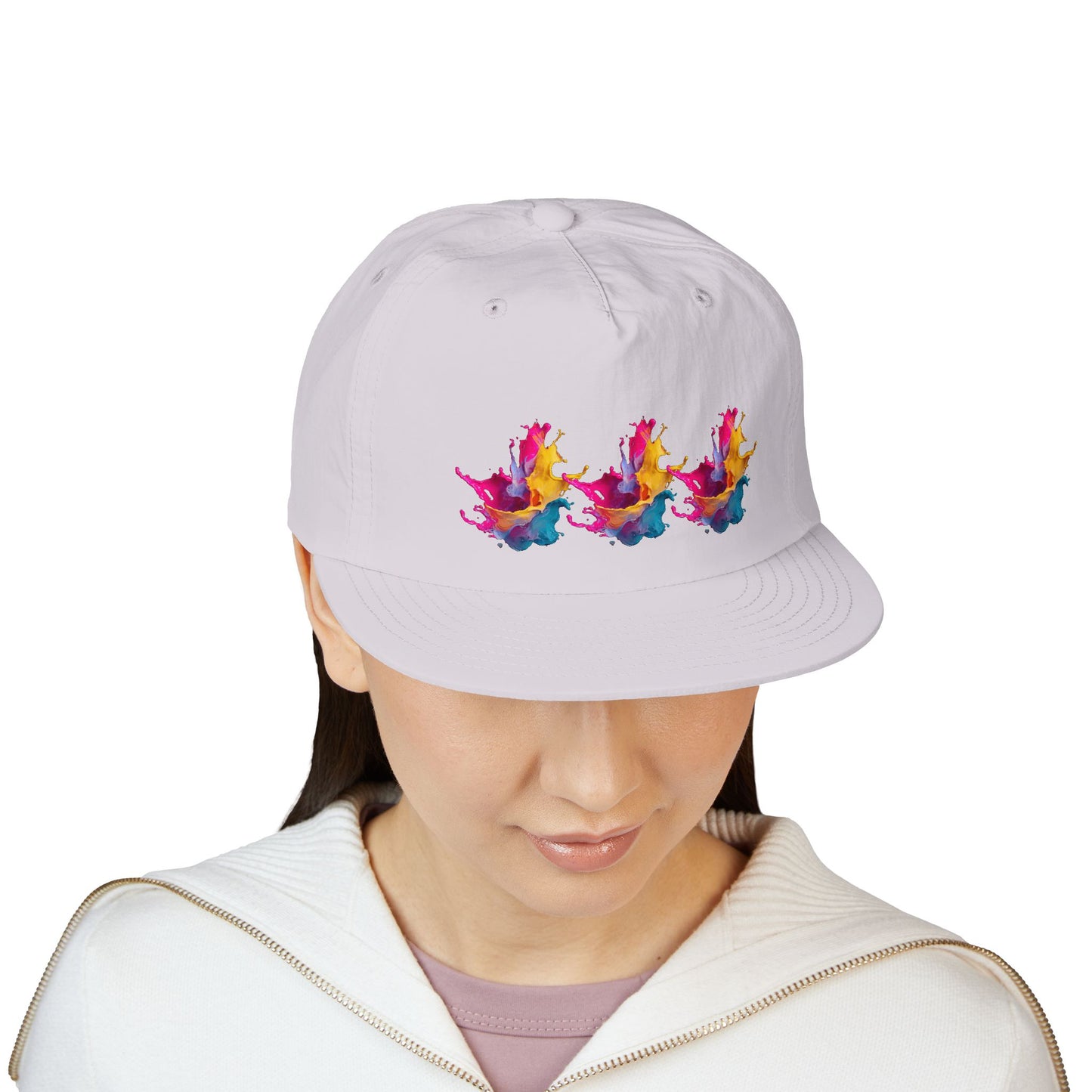 Surf Cap — Colorful Watercolor Wave Snapback Hat