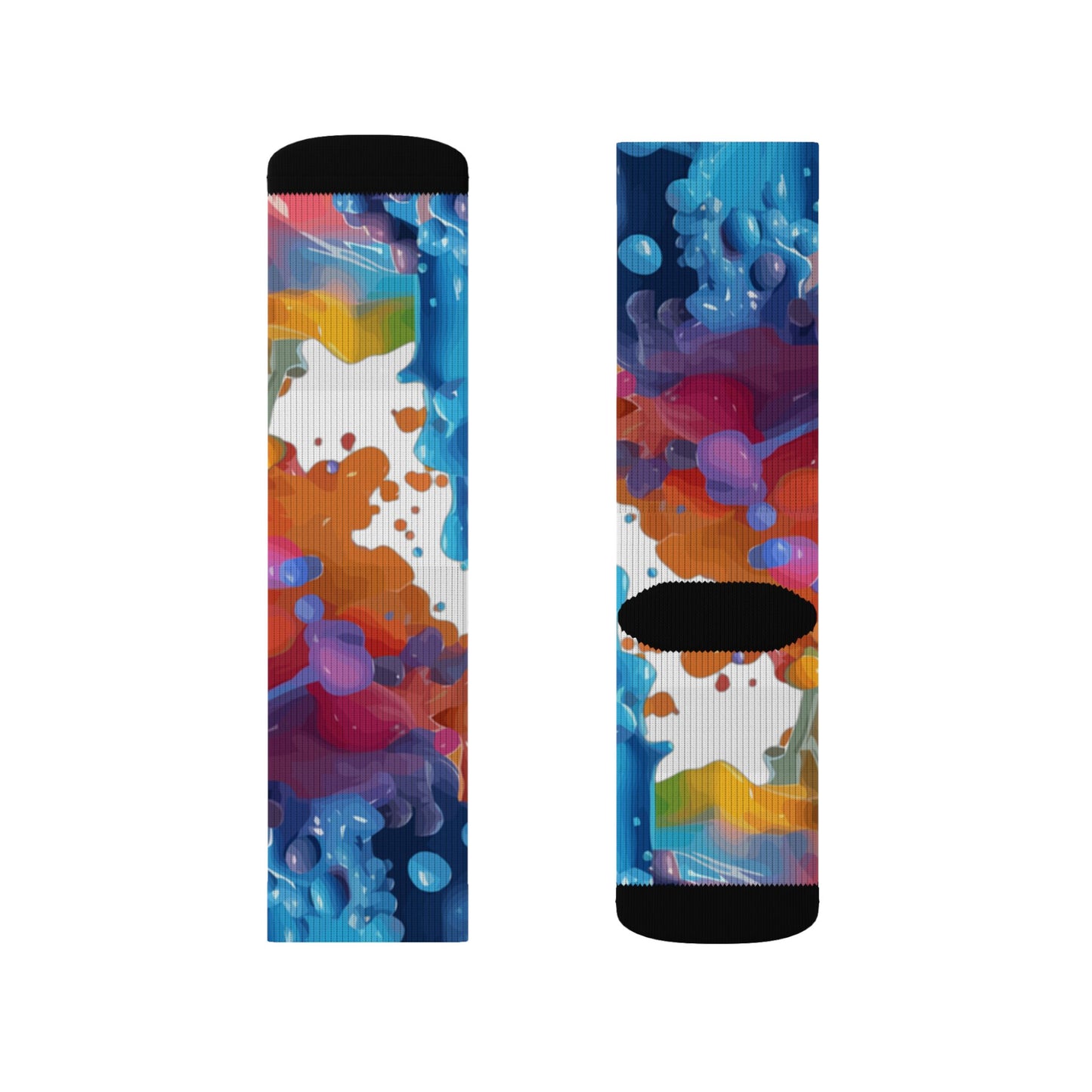 Color Splash Sublimation Socks — Abstract Rainbow Crew Socks