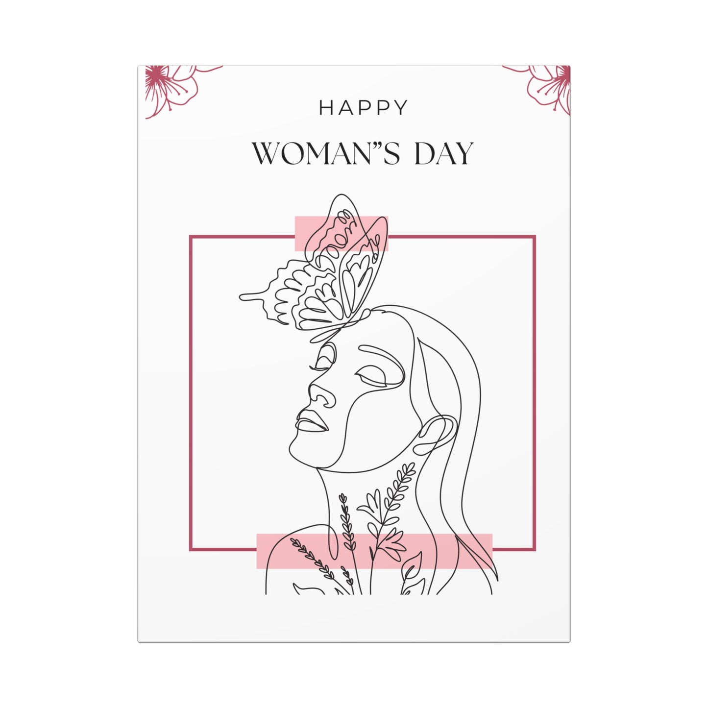 Minimalist Line Art Canvas Wrap - Woman with Butterfly 1.6"