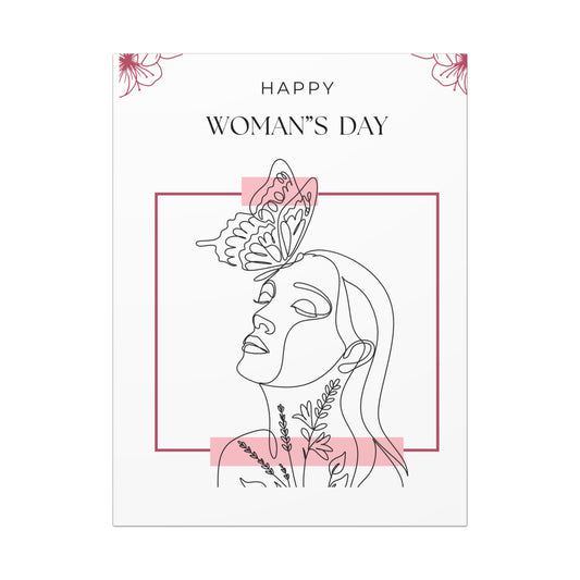 Minimalist Line Art Canvas Wrap - Woman with Butterfly 1.6"