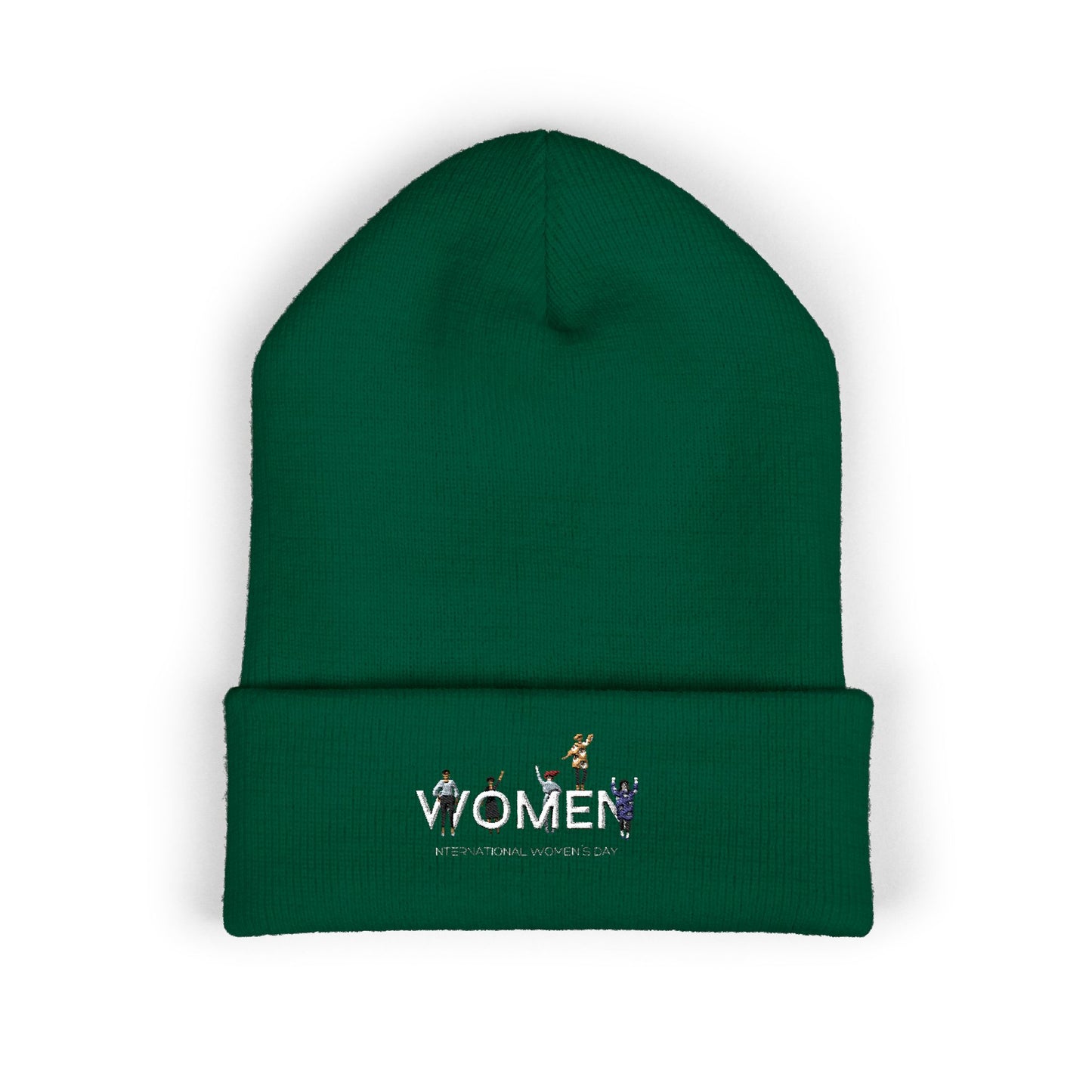 Embroidered Penguin Line Cuffed Beanie — Cute Winter Animal Knit Hat