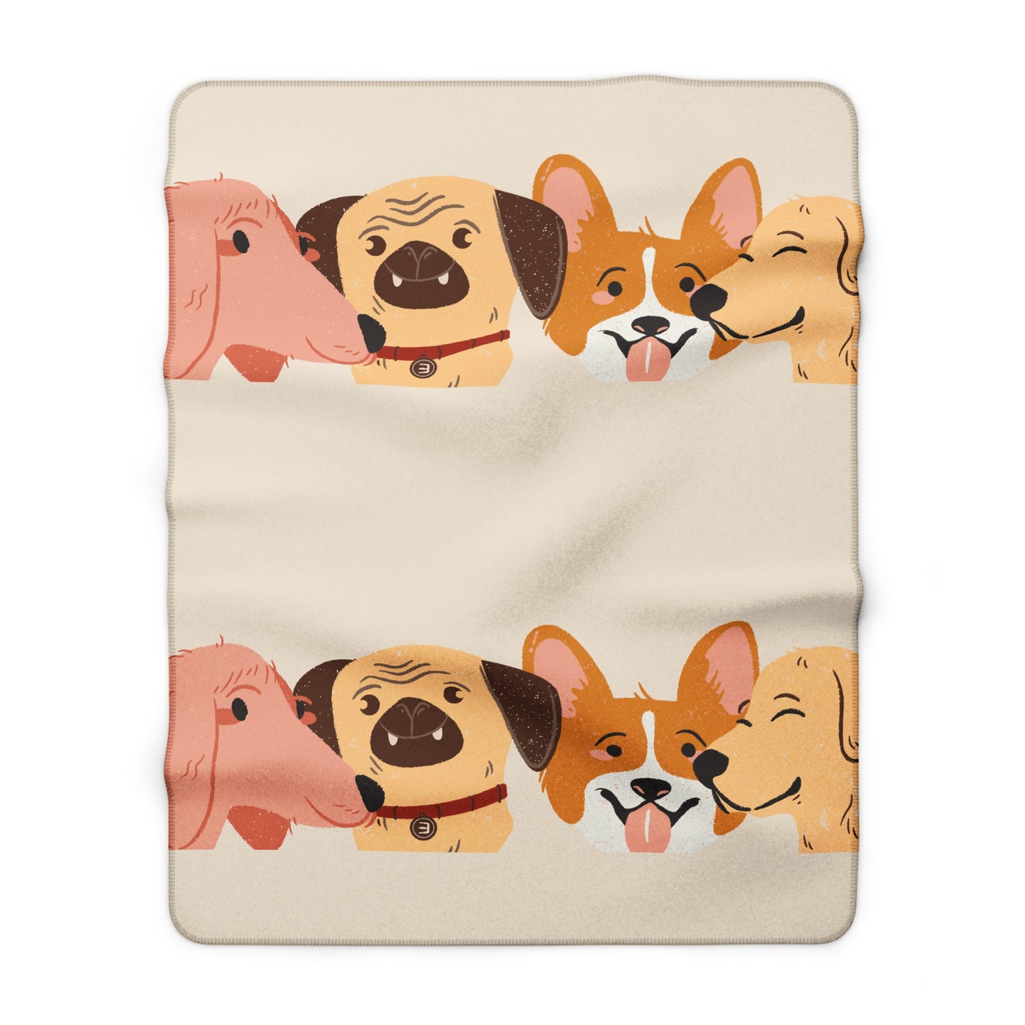 Cozy Dog Faces Sherpa Fleece Blanket — Cute Puppy Pattern Throw