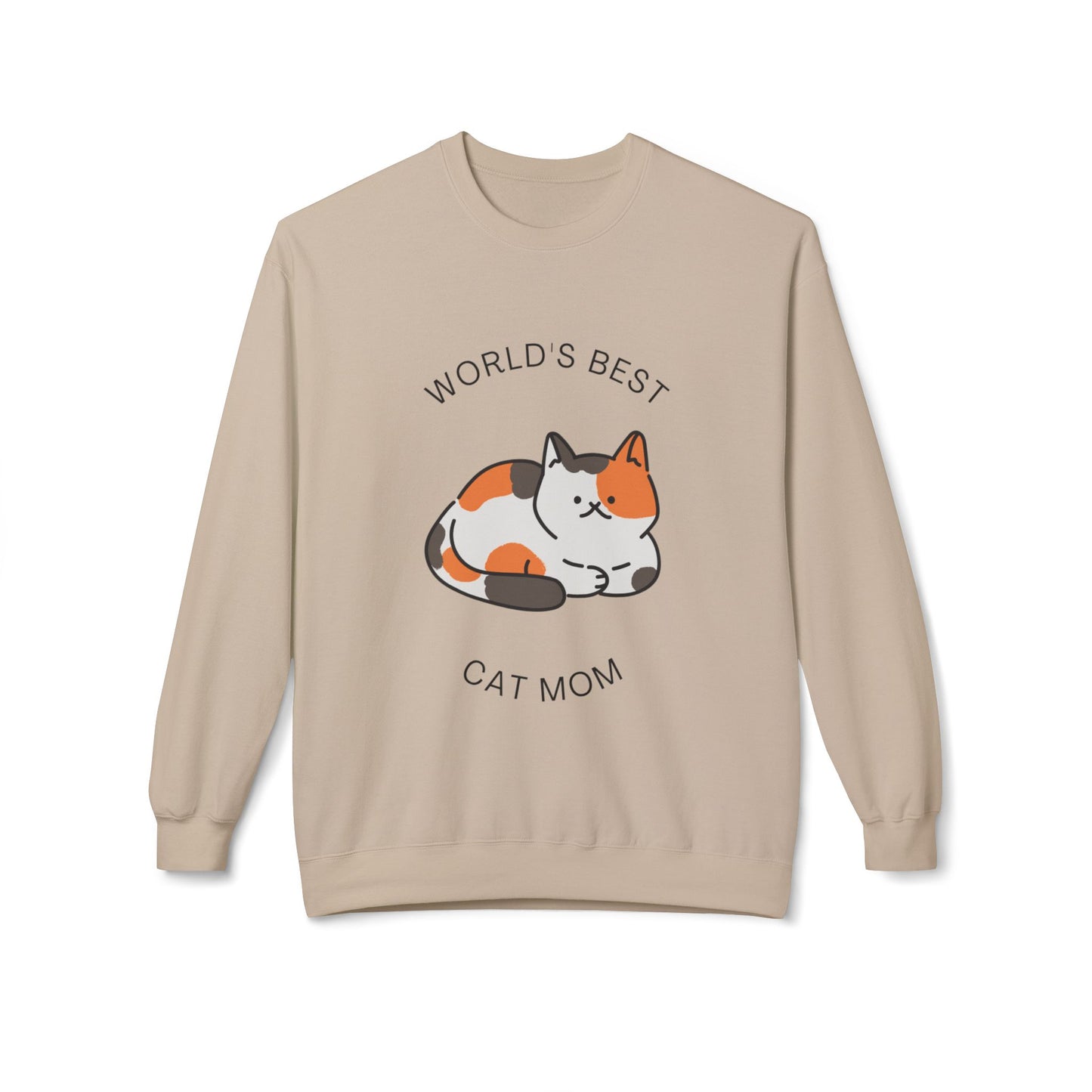 Cat Mom Sweatshirt - "World's Best" Cute Calico Cat Crewneck