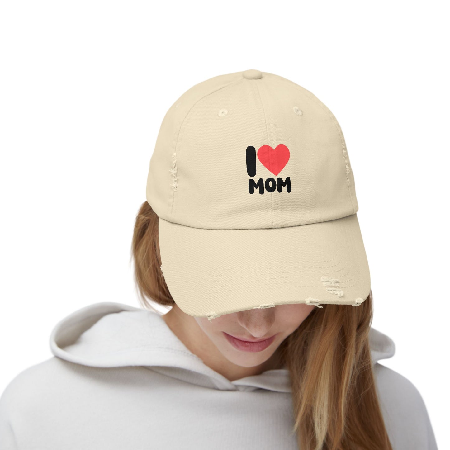 I  Mom Distressed Baseball Cap — Vintage Mom Hat for Mother’s Day