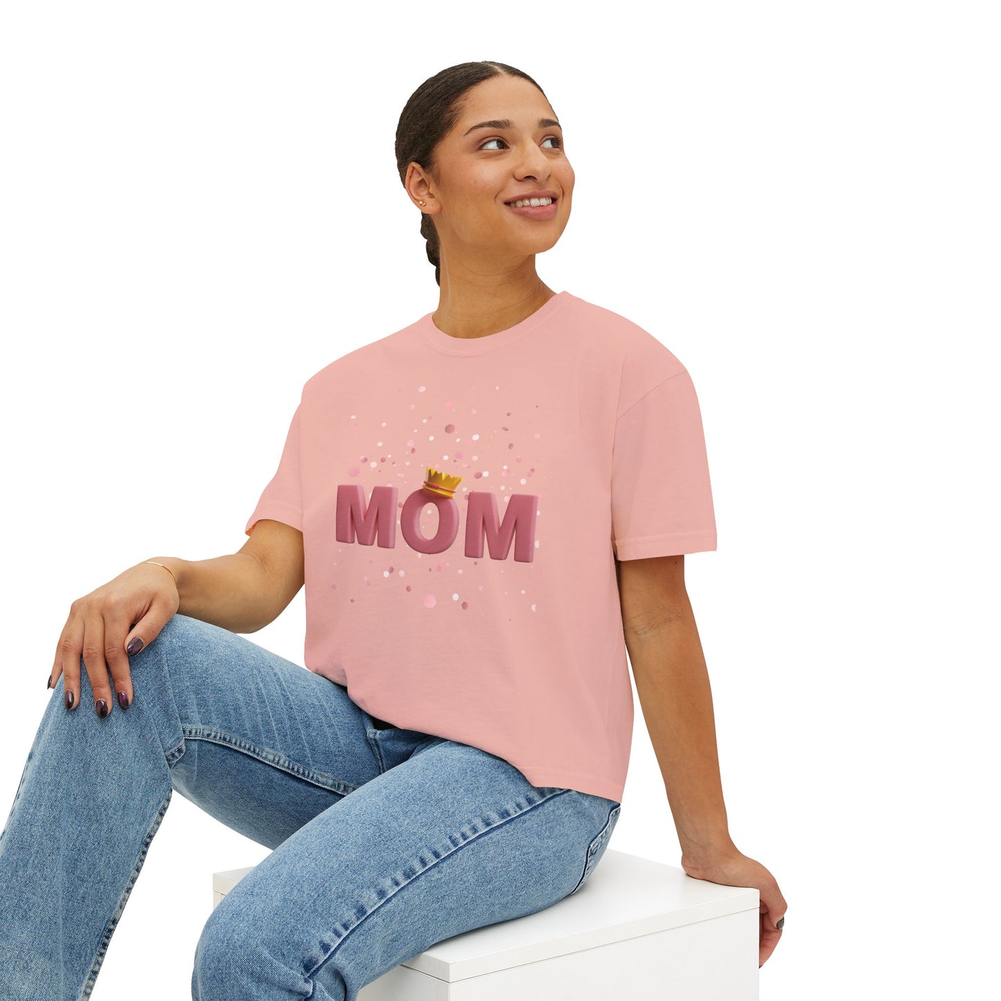 Mom Crown Boxy Tee - Stylish Women's T-Shirt for Mother's Day