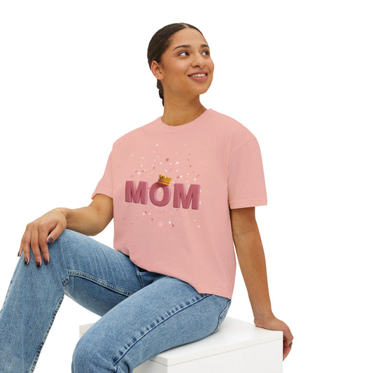 Mom Crown Boxy Tee - Stylish Women's T-Shirt for Mother's Day