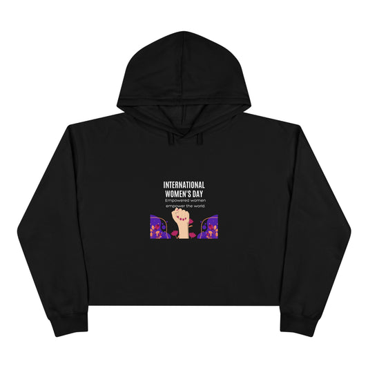 Mini Fist Crop Hoodie — Cute Raised Fist Graphic Cropped Sweatshirt