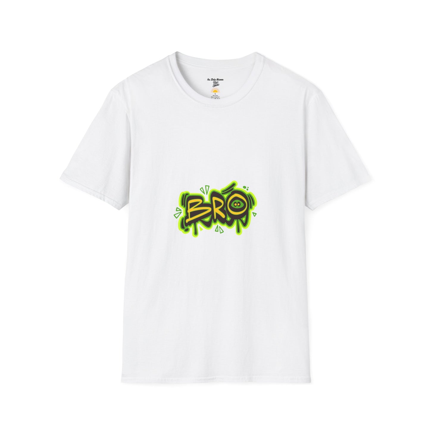 Bro Graffiti T-Shirt — Urban Streetwear Tee with Neon Green Spray Graphic