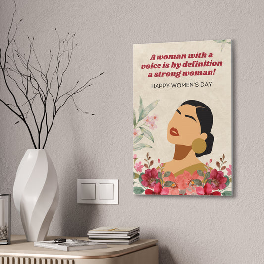 Minimalist Woman Portrait Canvas Wall Art — Floral Abstract Stretched Canvas