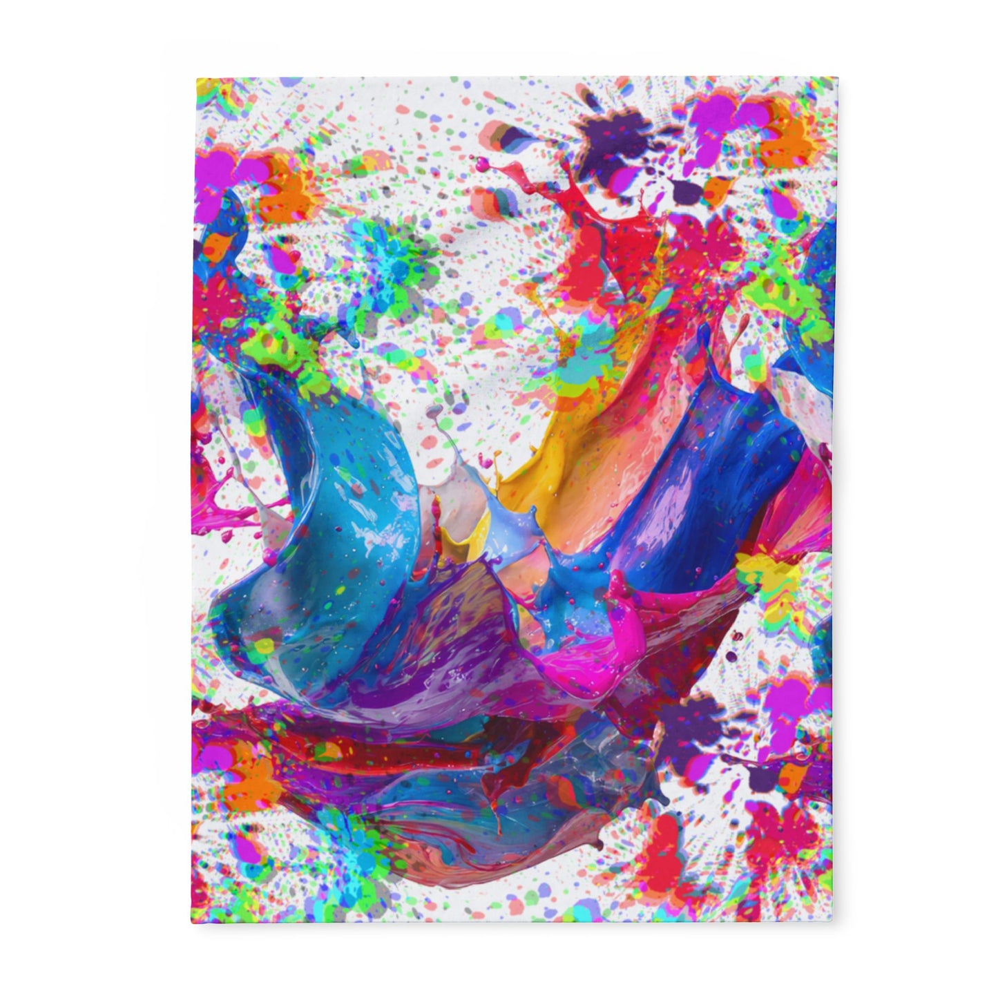 Arctic Fleece Blanket — Vibrant Abstract Paint Splash Throw