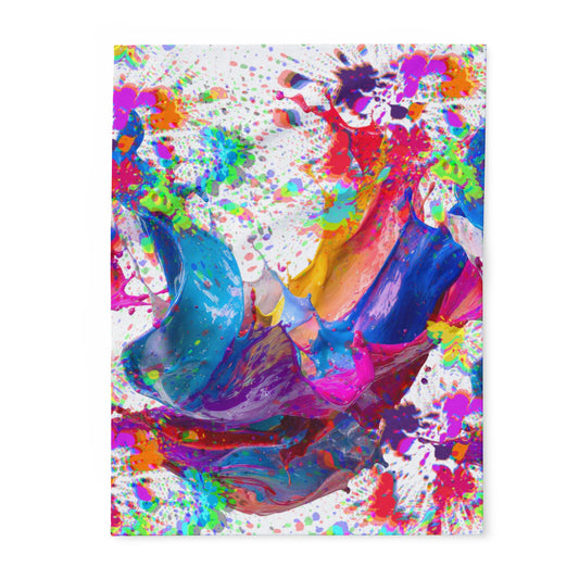 Arctic Fleece Blanket — Vibrant Abstract Paint Splash Throw