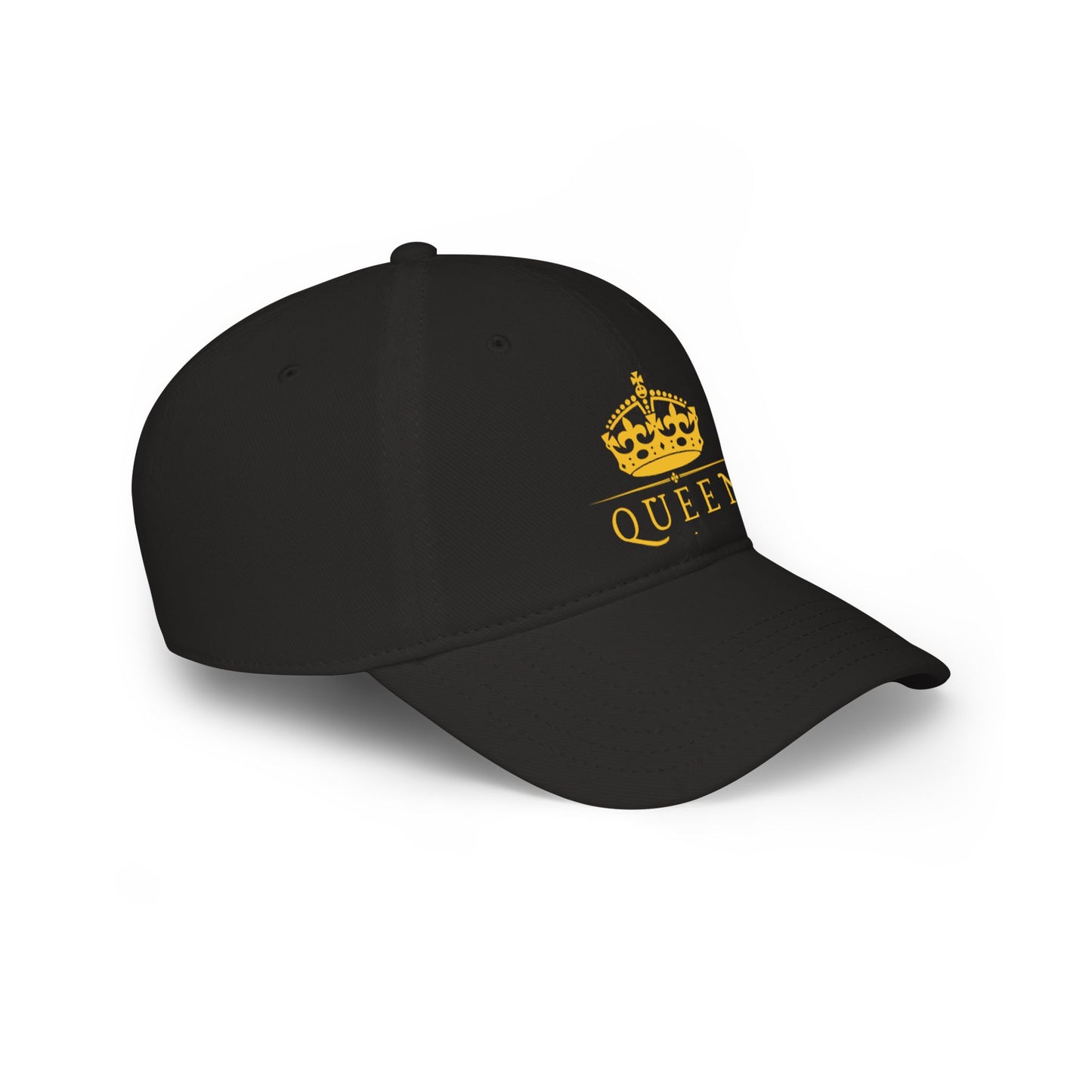 Queen Crown Baseball Cap — Red Low Profile Hat with Gold "QUEEN" Text