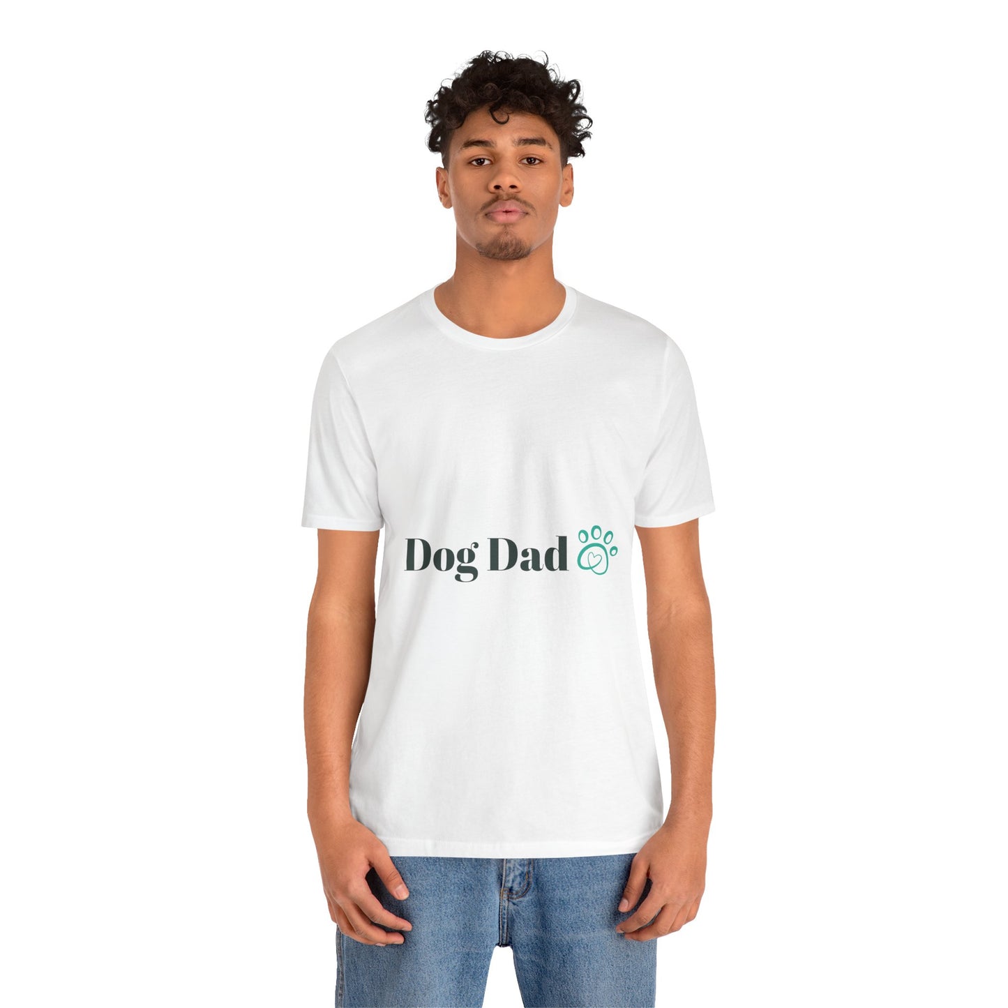 Dog Dad T-Shirt — ‘Dog Dad’ Text with Paw Print Tee