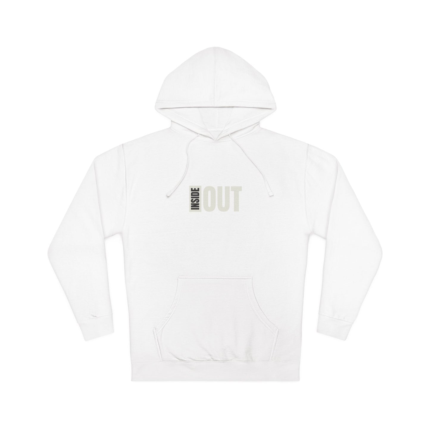 Inside Out Hoodie — Minimalist White Pullover with Subtle Typography