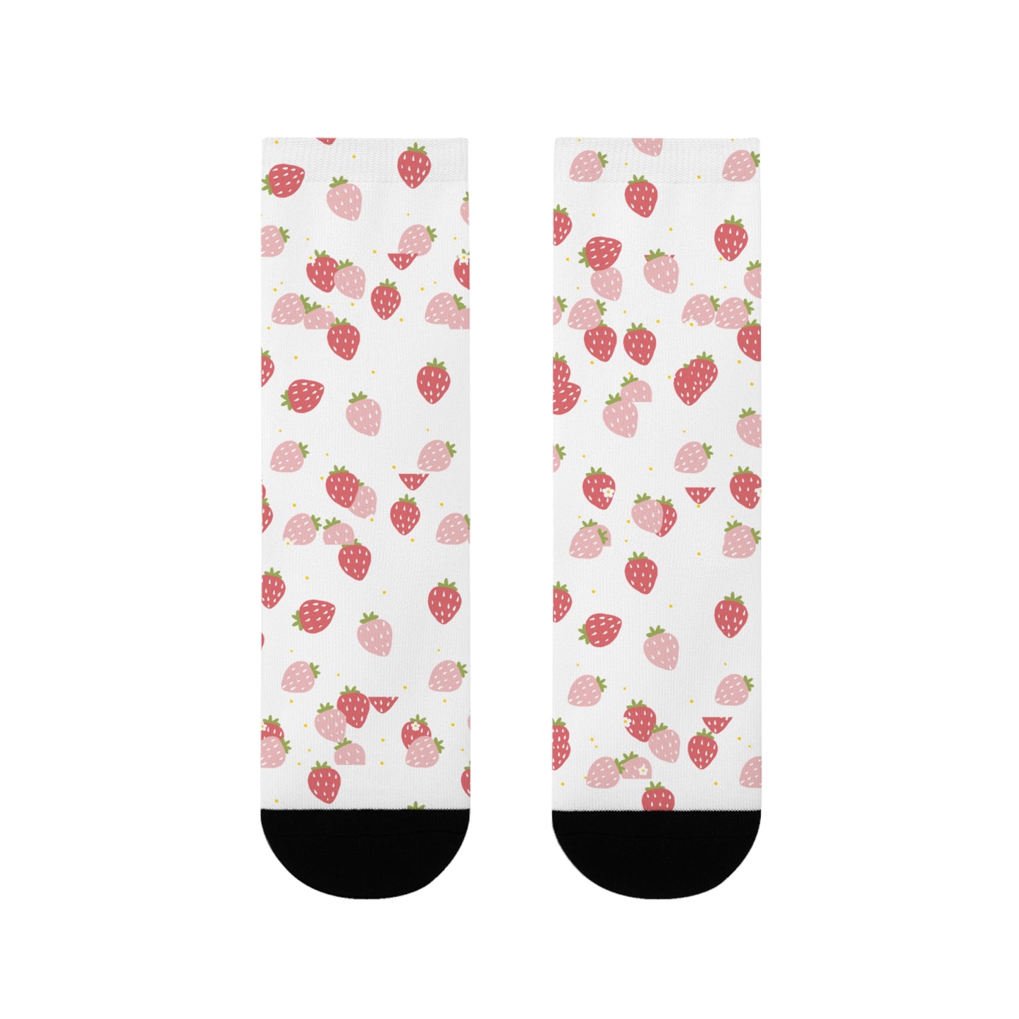 Strawberry Pattern Crew Socks – Cute Pink Fruit Sublimation Socks