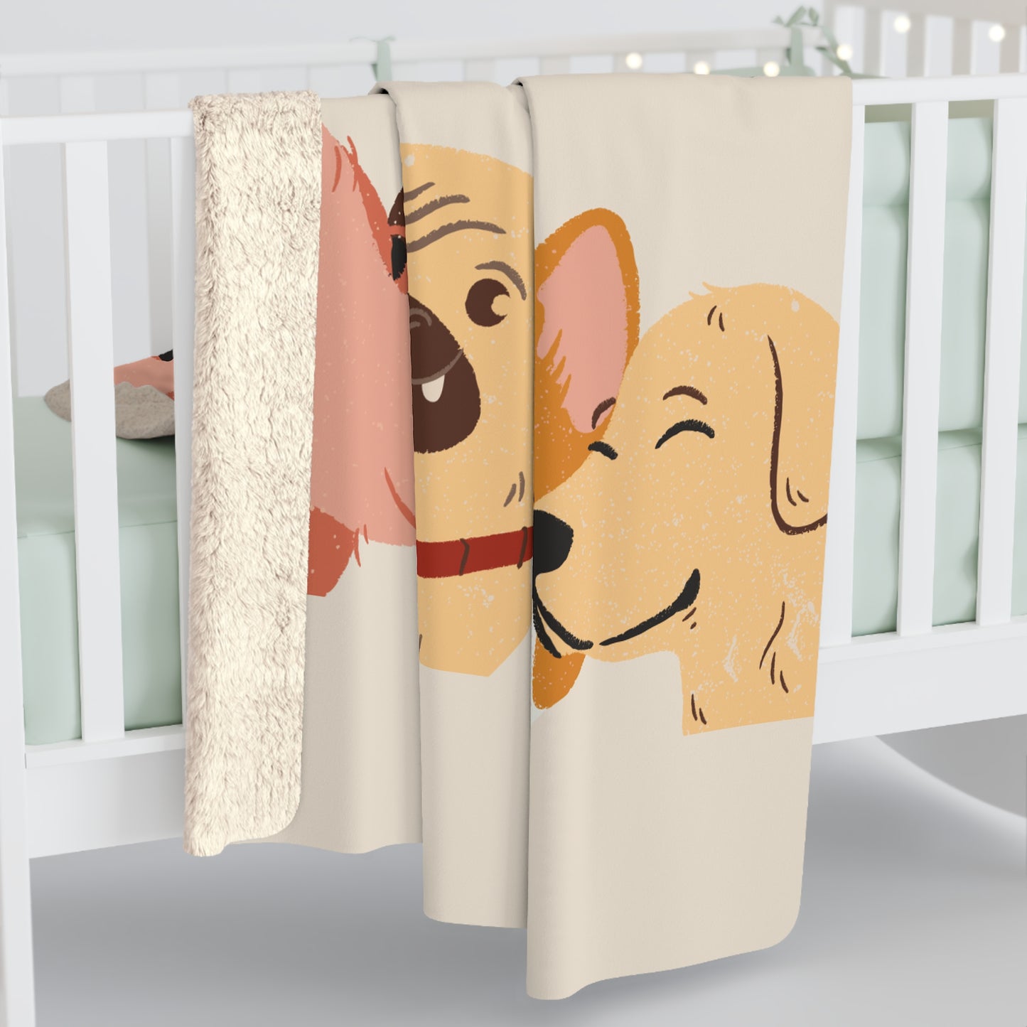 Cozy Dog Faces Sherpa Fleece Blanket — Cute Puppy Pattern Throw
