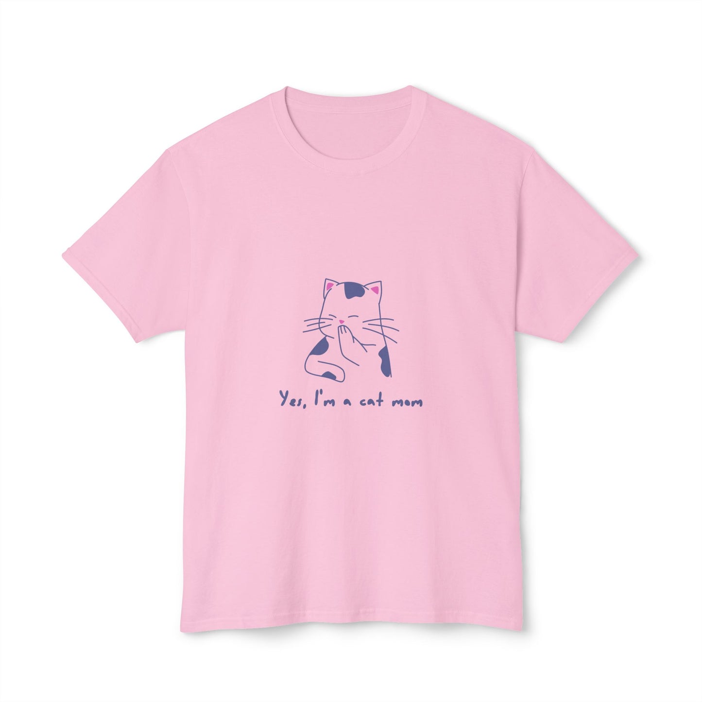 Cat Mom T-Shirt — Cute Minimal Cat Illustration with “Yes, I’m a cat mom”