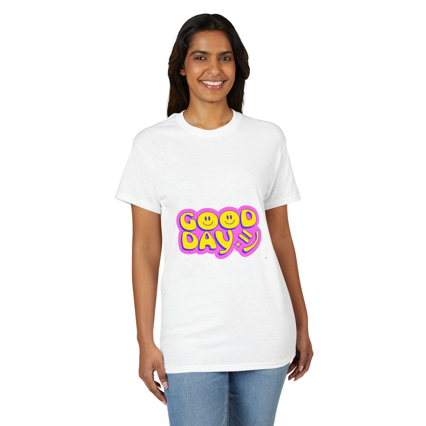 Good Day Smiley T-Shirt — Retro Neon Positive Vibes Tee