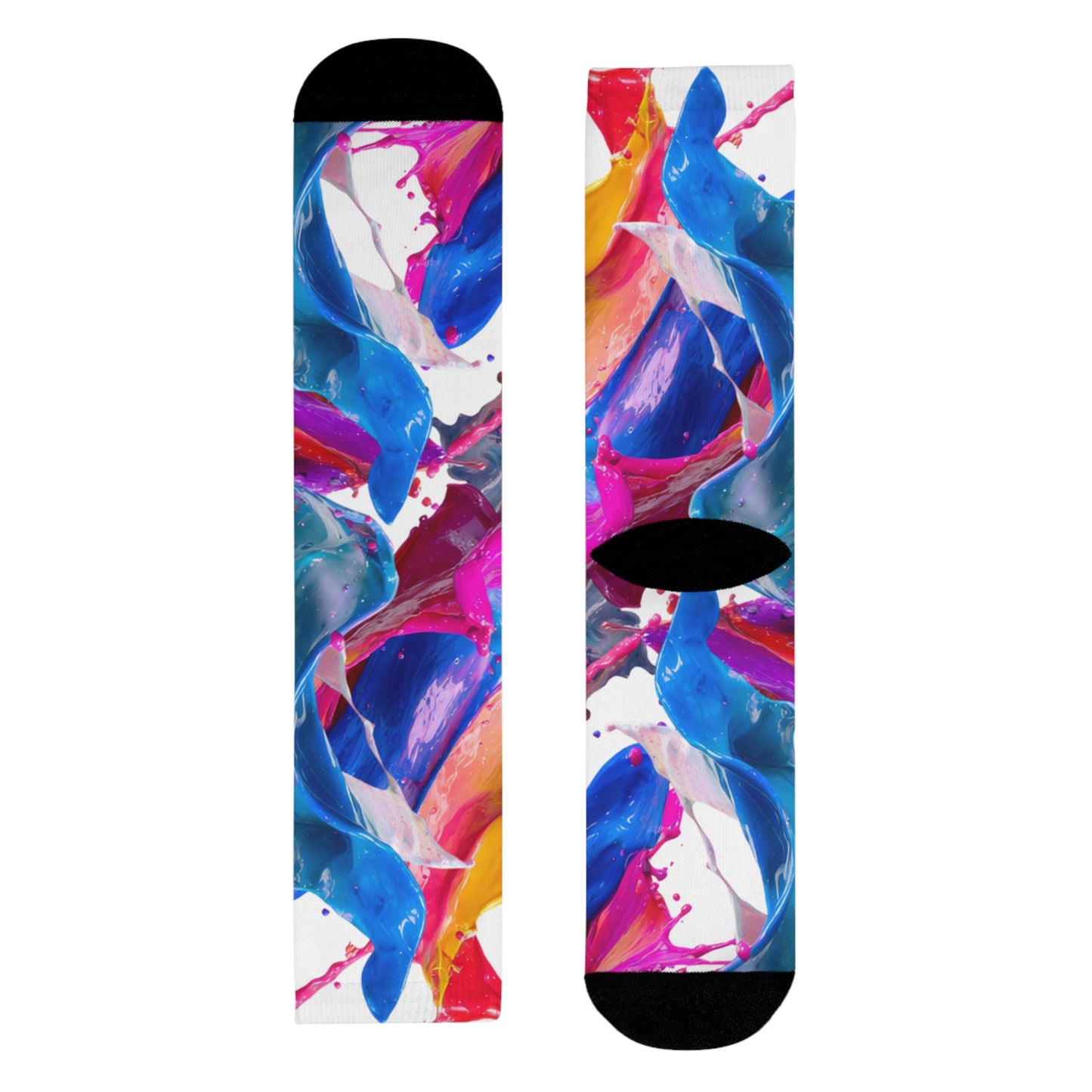 Abstract Paint Splash Crew Socks — Colorful Sublimation Art Socks