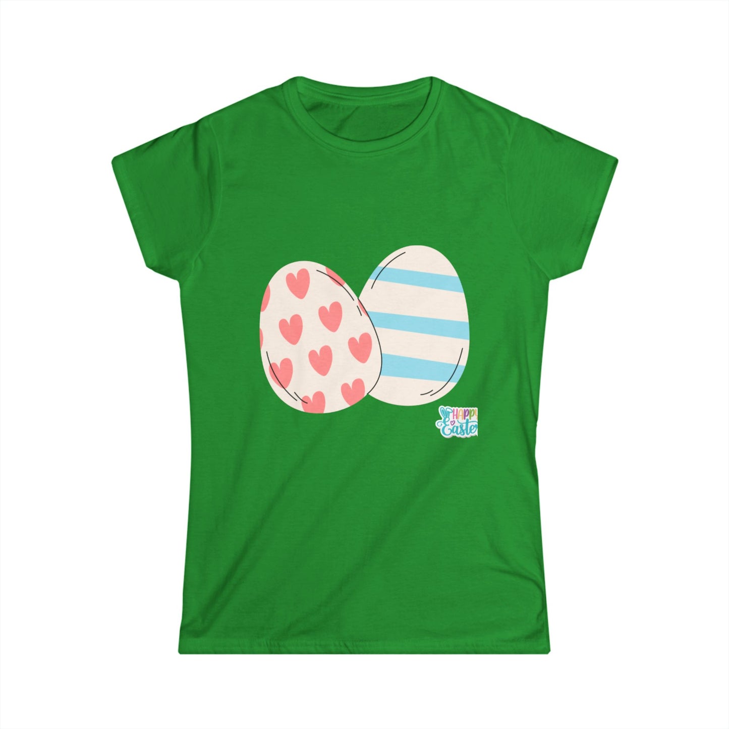 Easter Egg Pattern Women's Softstyle Tee – Cute Spring T-Shirt for Celebrations