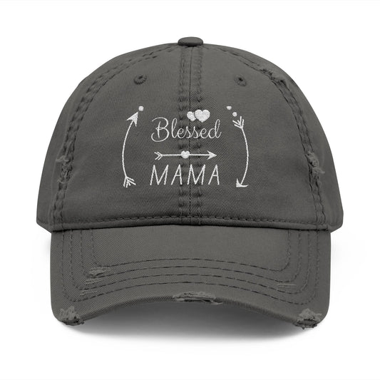 Blessed Mama Embroidered Distressed Dad Hat