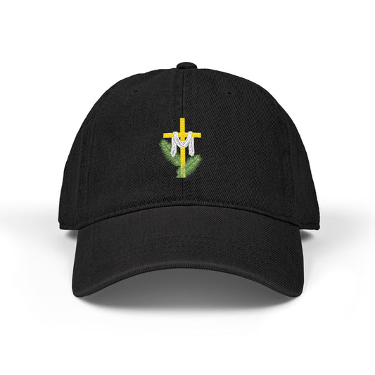 Embroidered Cross & Laurel Denim Hat – Religious Faith Baseball Cap
