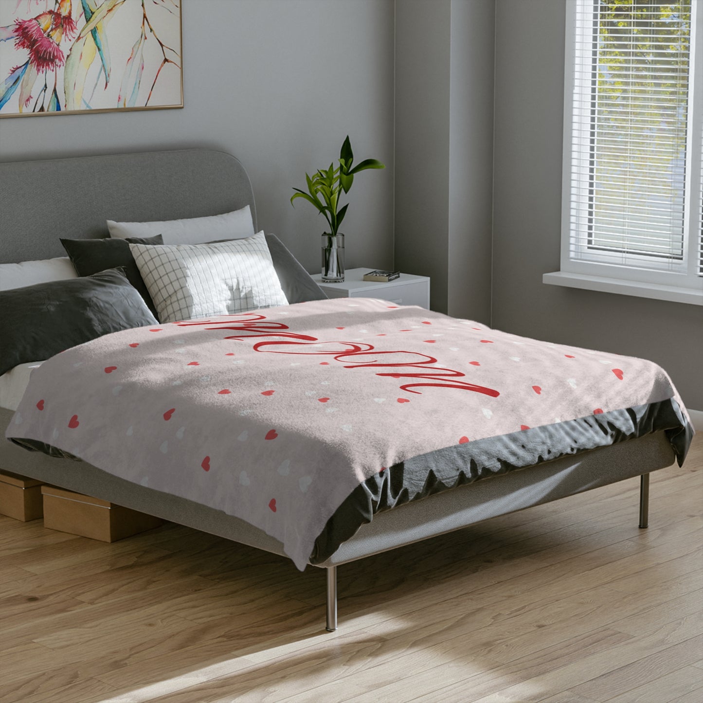 Mom Heart Microfiber Blanket — Soft Velveteen Throw for Mother’s Day & Gifts