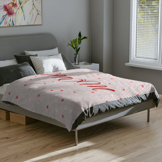 Mom Heart Microfiber Blanket — Soft Velveteen Throw for Mother’s Day & Gifts