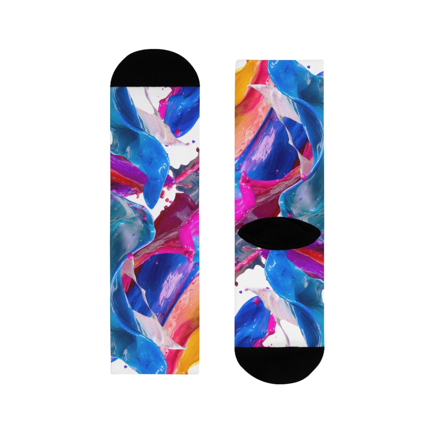 Abstract Paint Splash Crew Socks — Colorful Sublimation Art Socks