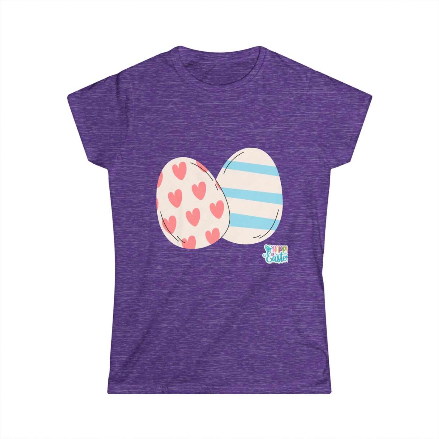 Easter Egg Pattern Women's Softstyle Tee – Cute Spring T-Shirt for Celebrations