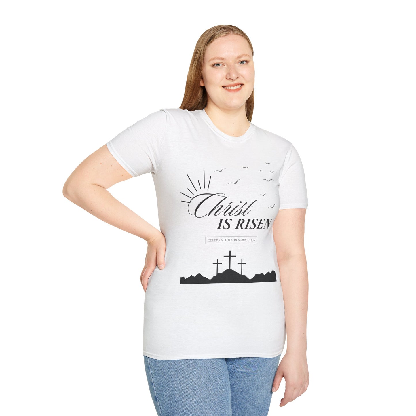 Christ Is Risen T-Shirt — Easter Christian Faith Tee with Crosses